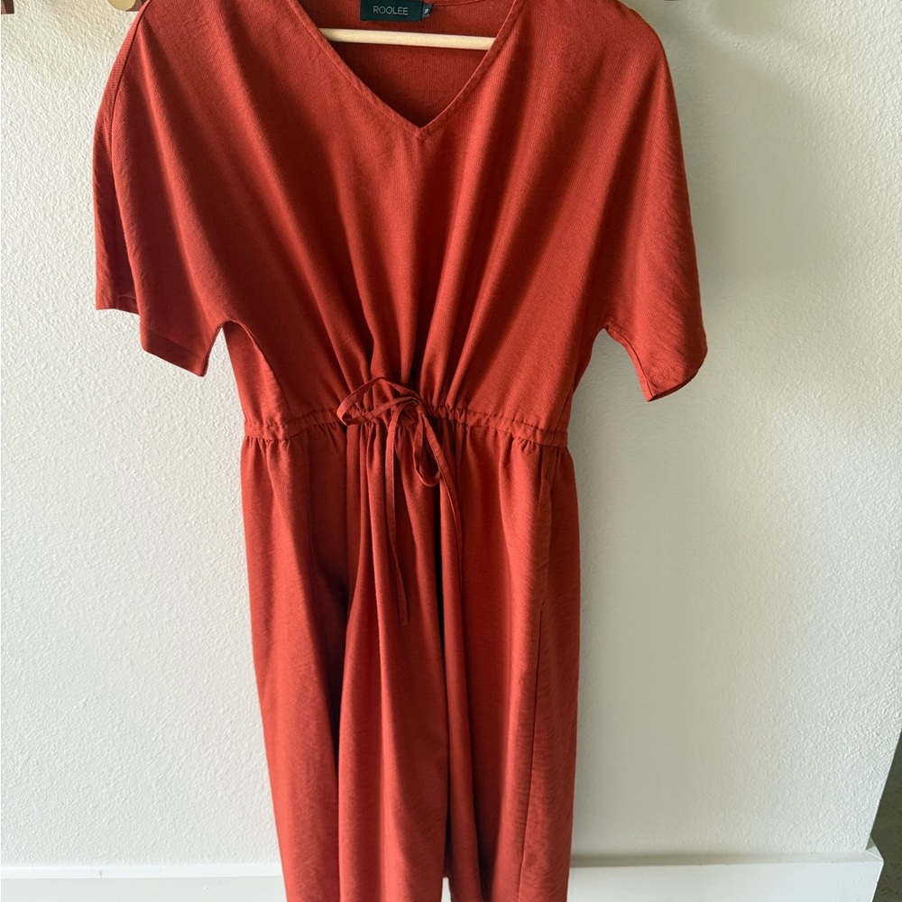 Roolee Terracotta cinch waist dress